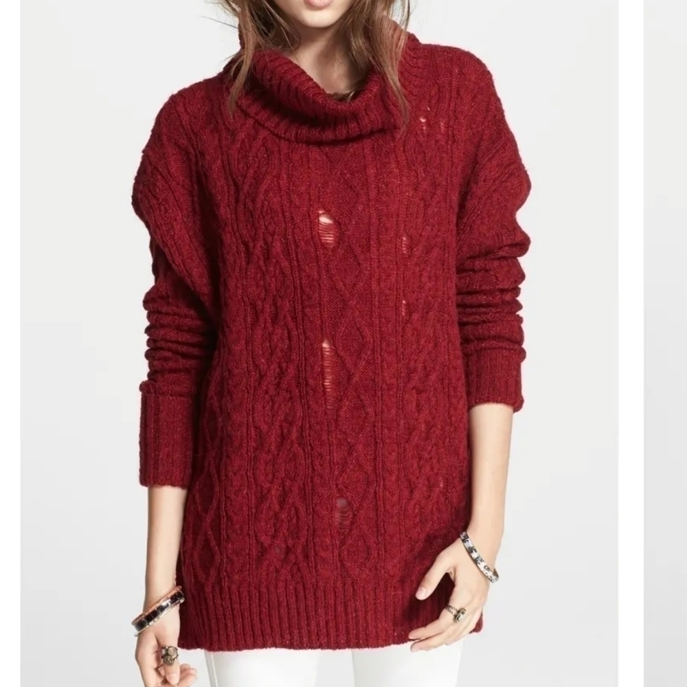 FREE PEOPLE Complex Cable Knit Pullover sweater